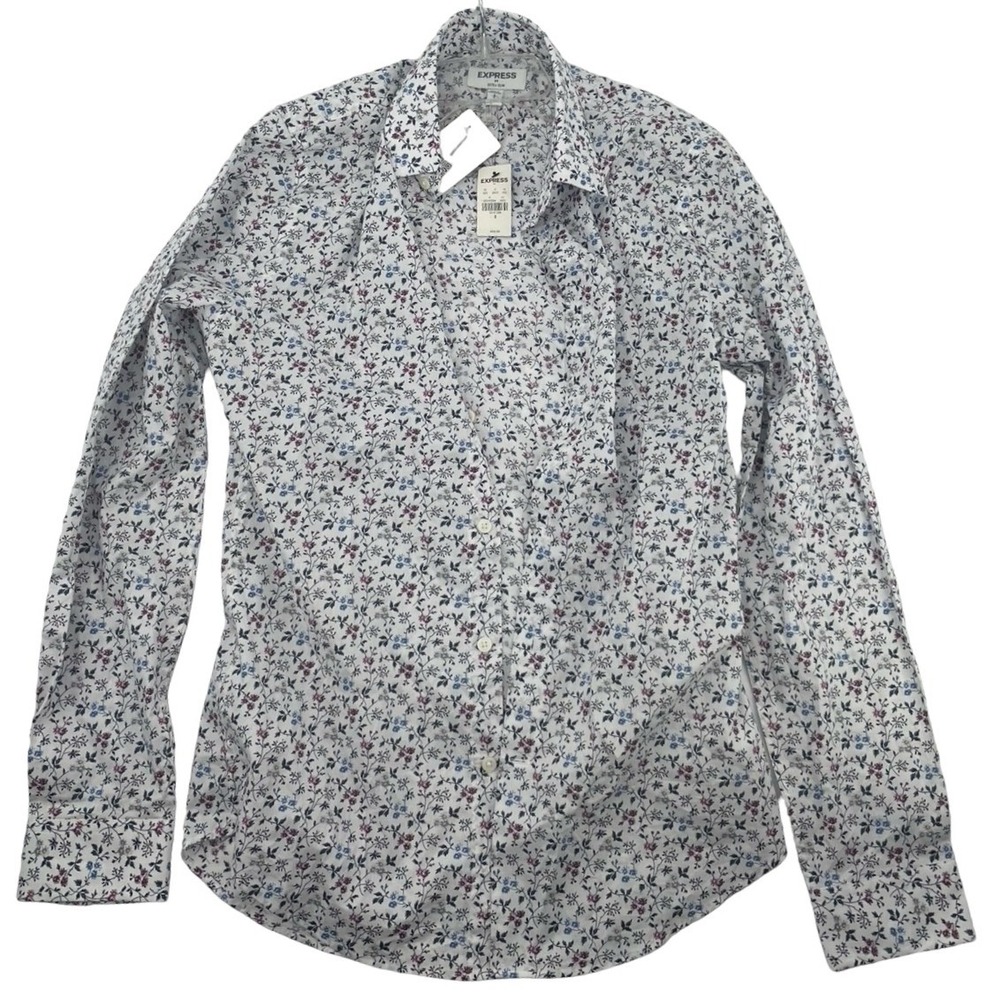 Express Men's Shirt Extra Slim Floral Multi-Color Cotton Small
